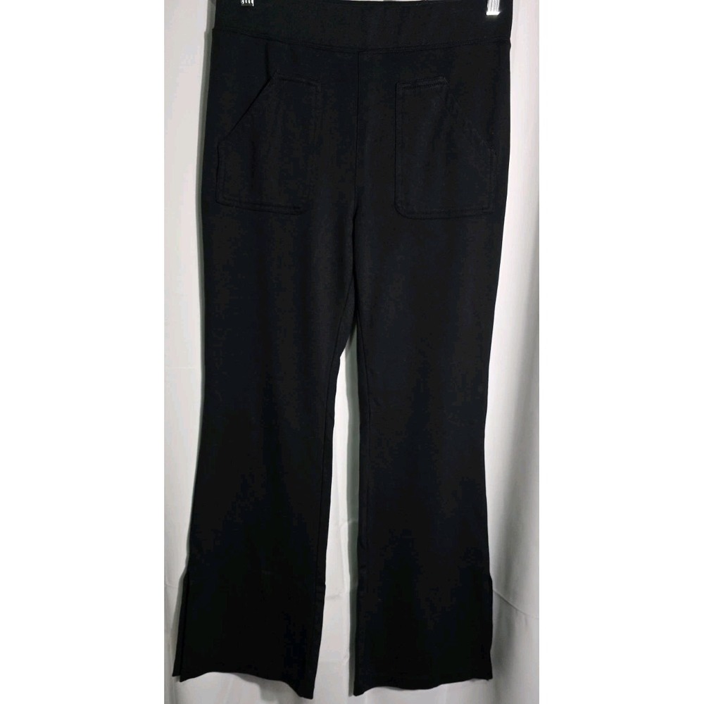 Anthropologie Maeve Pants Women's Black Knit Flare Split Leg Ponte Classic Mediu
